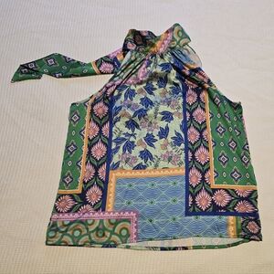 Rachel Zoe Sleeveless Color Patchwork Top with Tie XL